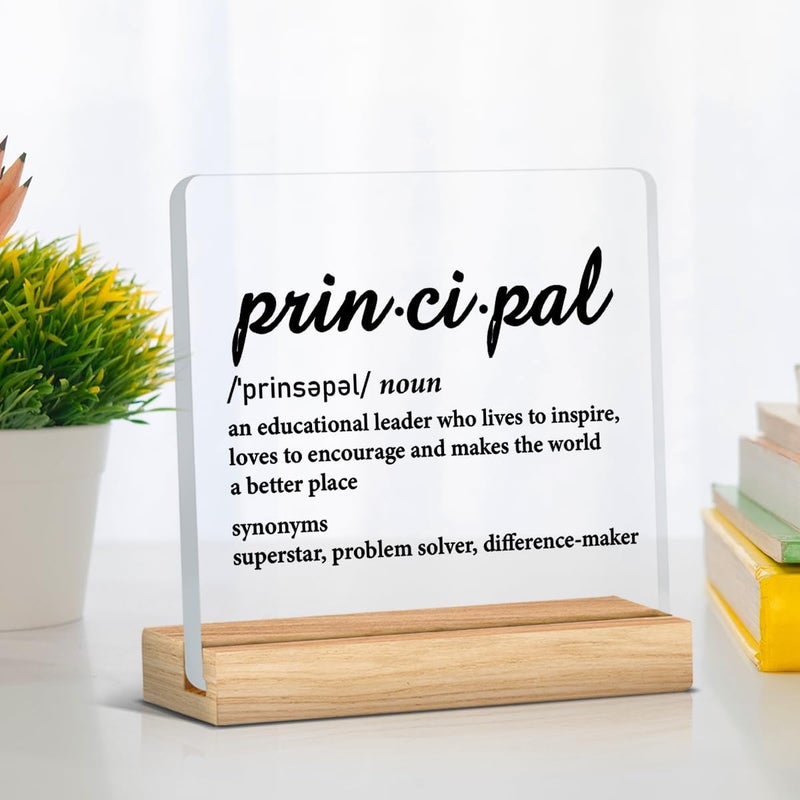 Zauly School Principal Appreciation Gifts for Men Women, Principal Definition Acrylic Desk Sign Decor - Image 4